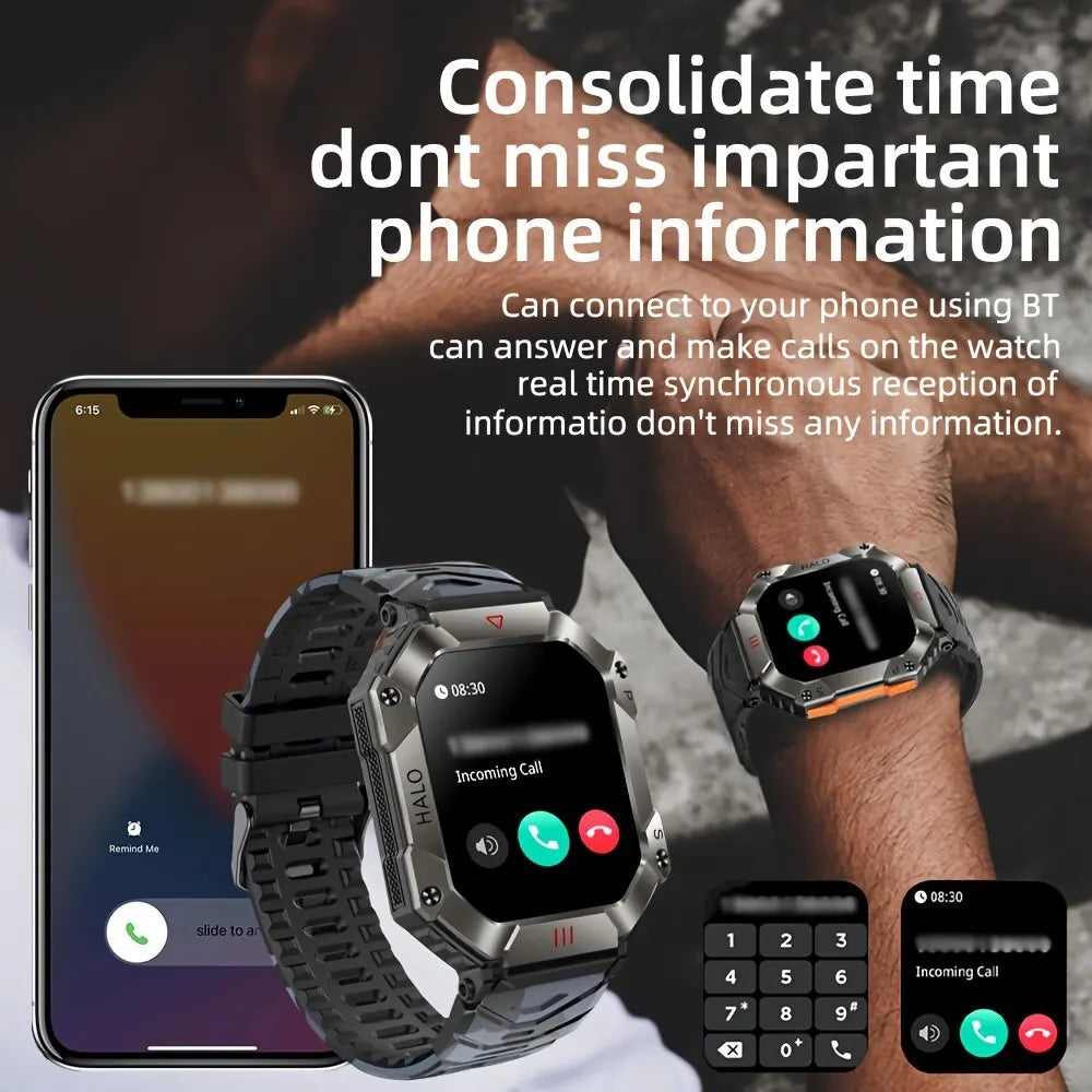 Montre connectée militaire homme GPS, boussole, sport