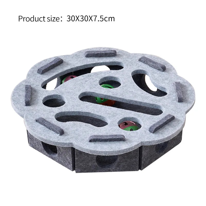 👉 Jouet puzzle interactif pour chat – Boîte en feutrine avec balles