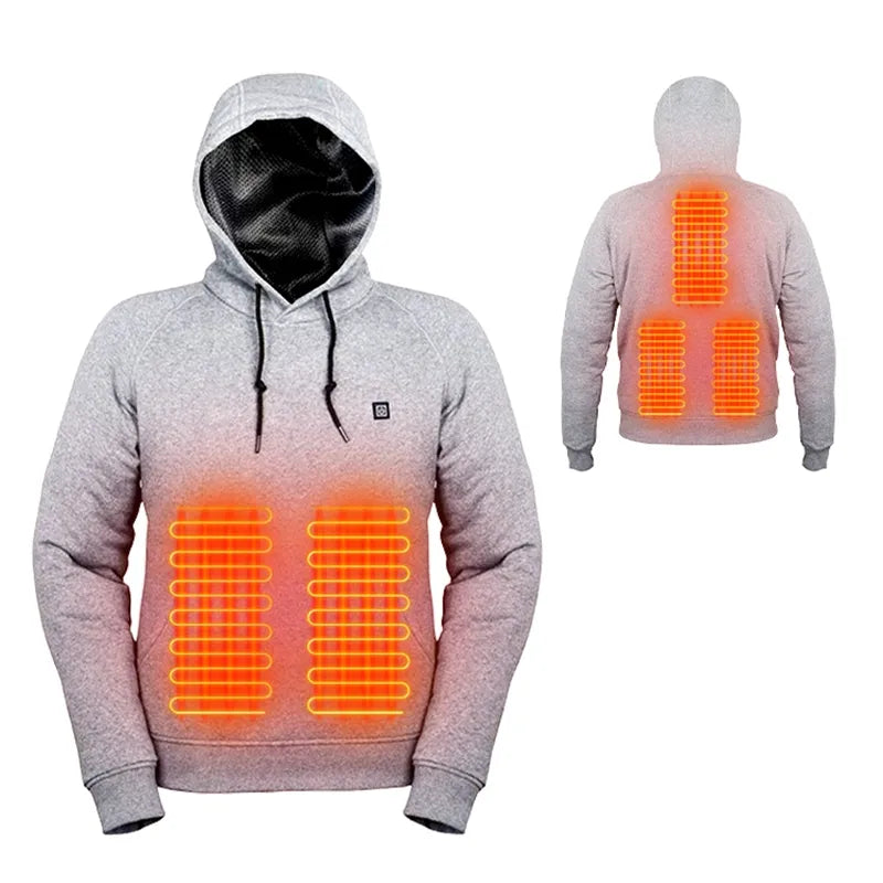 Sweat à capuche chauffant USB unisexe, style streetwear hiver froid