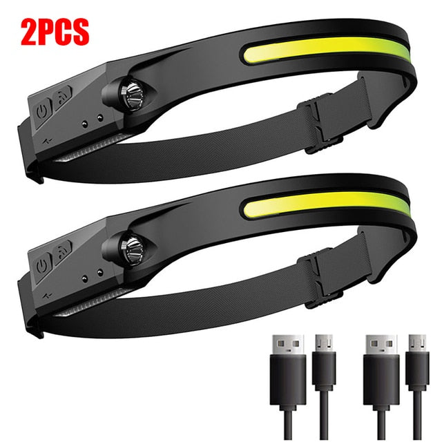 Lampe frontale LED COB rechargeable USB – 5 modes d’éclairage