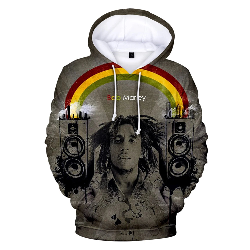 Sweat Bob Marley 3D unisexe, Rock & Reggae, automne-hiver