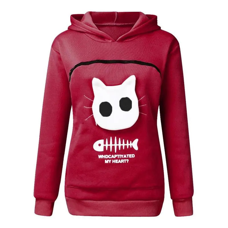 Sweat à capuche femme kangourou – Transport chat respirant