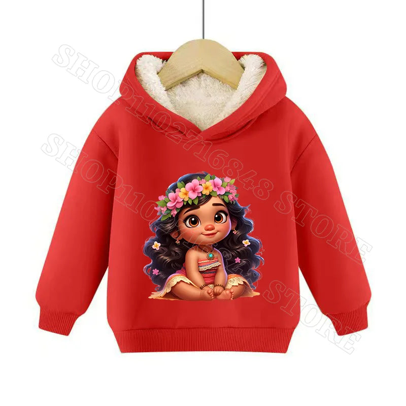 Sweat à capuche Disney Moana 2 pour enfants, sweat-shirt en cachemire, vêtements mignons pour garçons et filles, impression graphique d'anime de dessin animé, streetwear, cadeaux