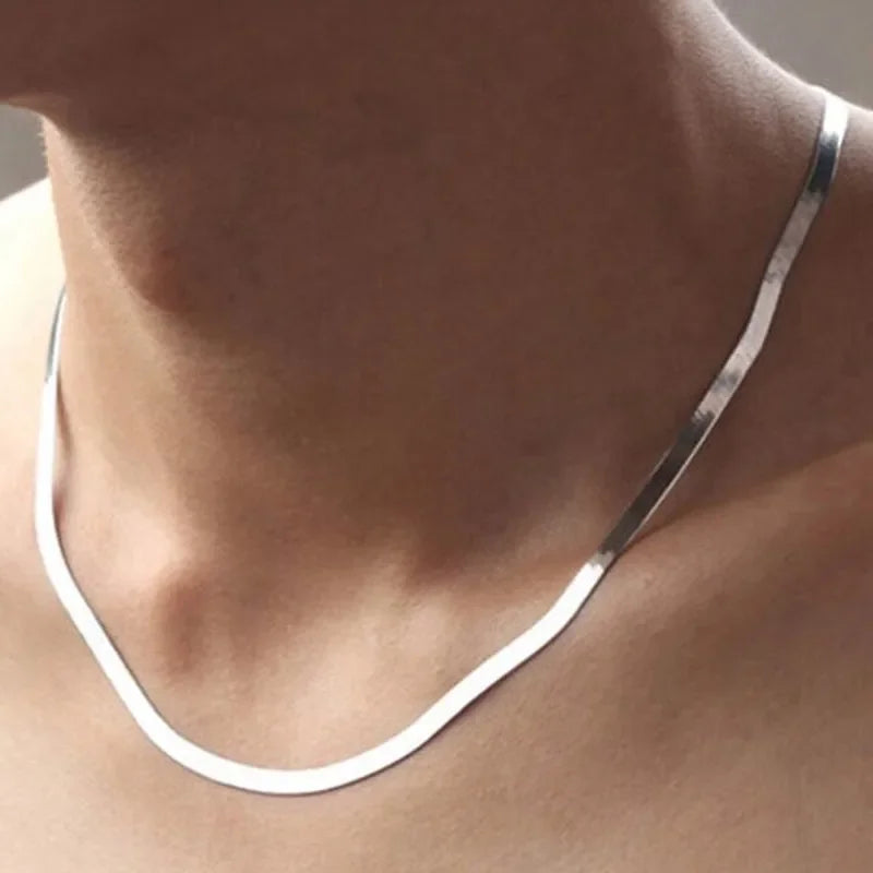 Collier Choker Femme Chaîne Plate Dorée 4 mm – Argent 925