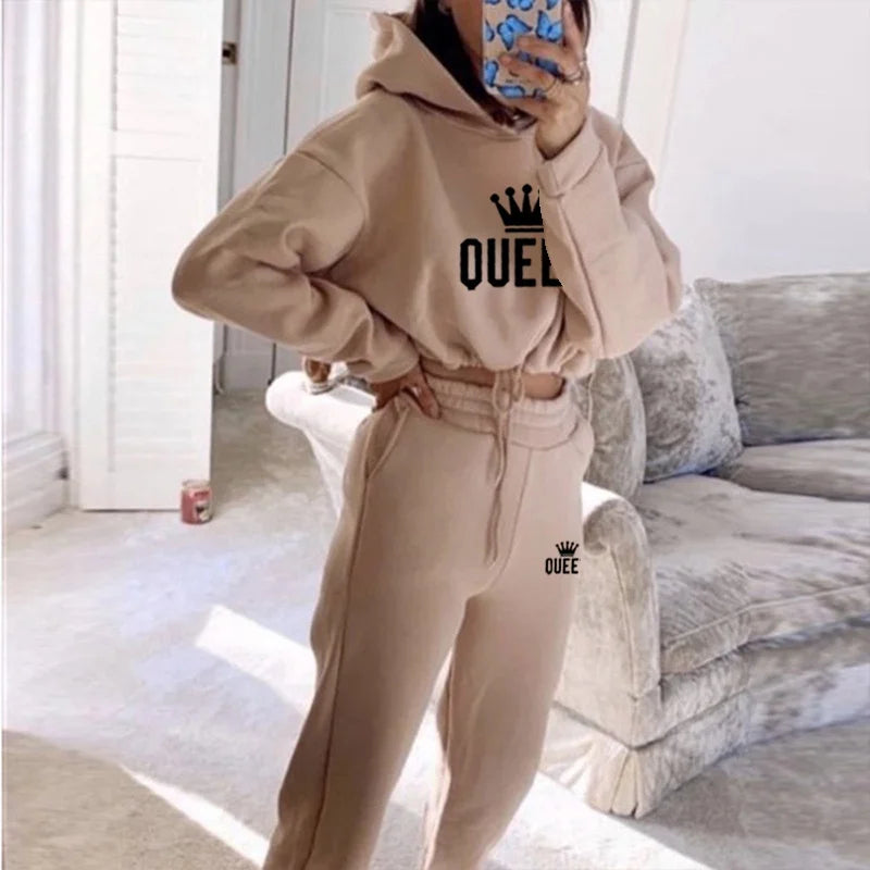 Ensemble Survêtement Femme 2 Pièces – Sweat à Capuche & Pantalon
