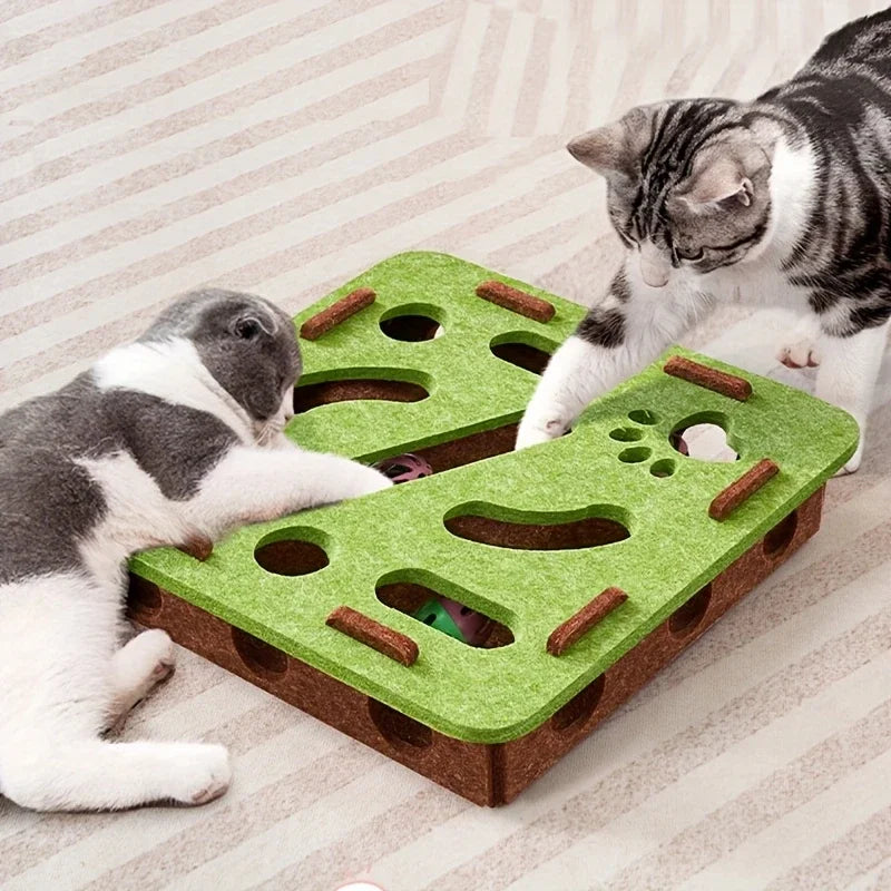 👉 Jouet puzzle interactif pour chat – Boîte en feutrine avec balles