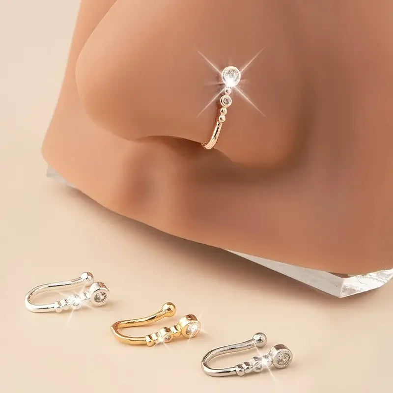 Anneau de Nez Sans Perçage – Chic, Forme U & Zircone Cubique