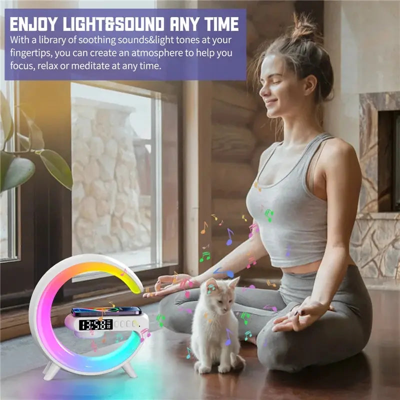 Chargeur sans fil multifonction RGB, haut-parleur et veilleuse rapide