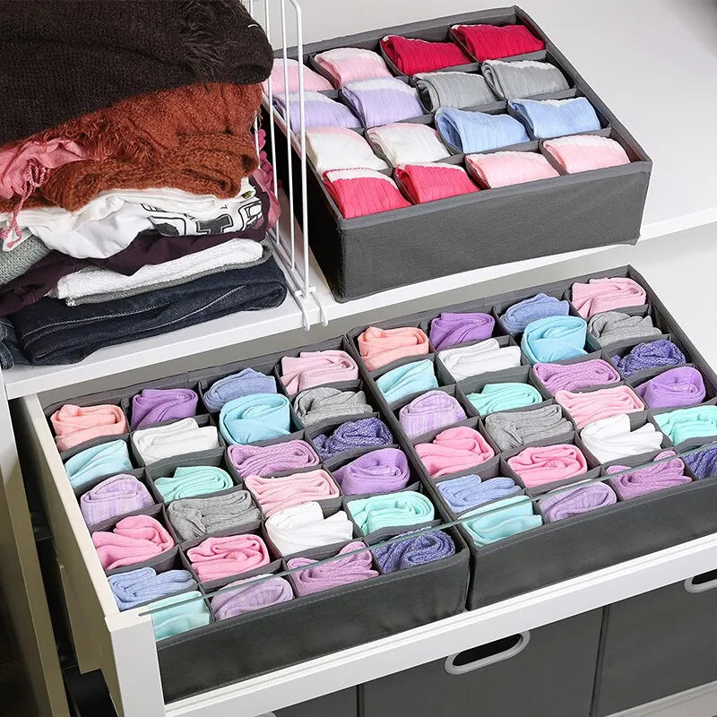 Boîte rangement sous-vêtements 24 cases, pliable et pratique