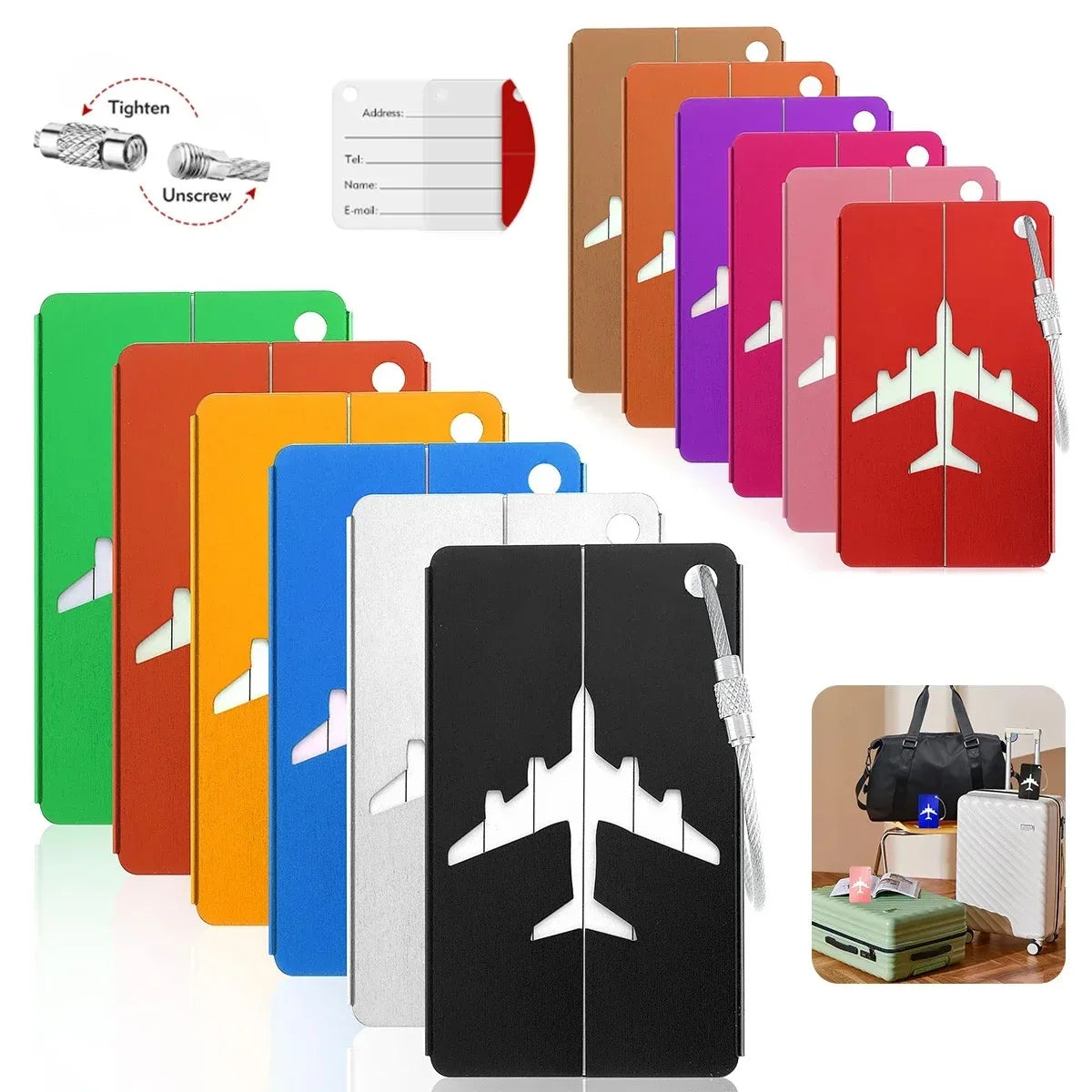 Étiquette Valise Aluminium – Tag Bagage Antiperte avec Nom