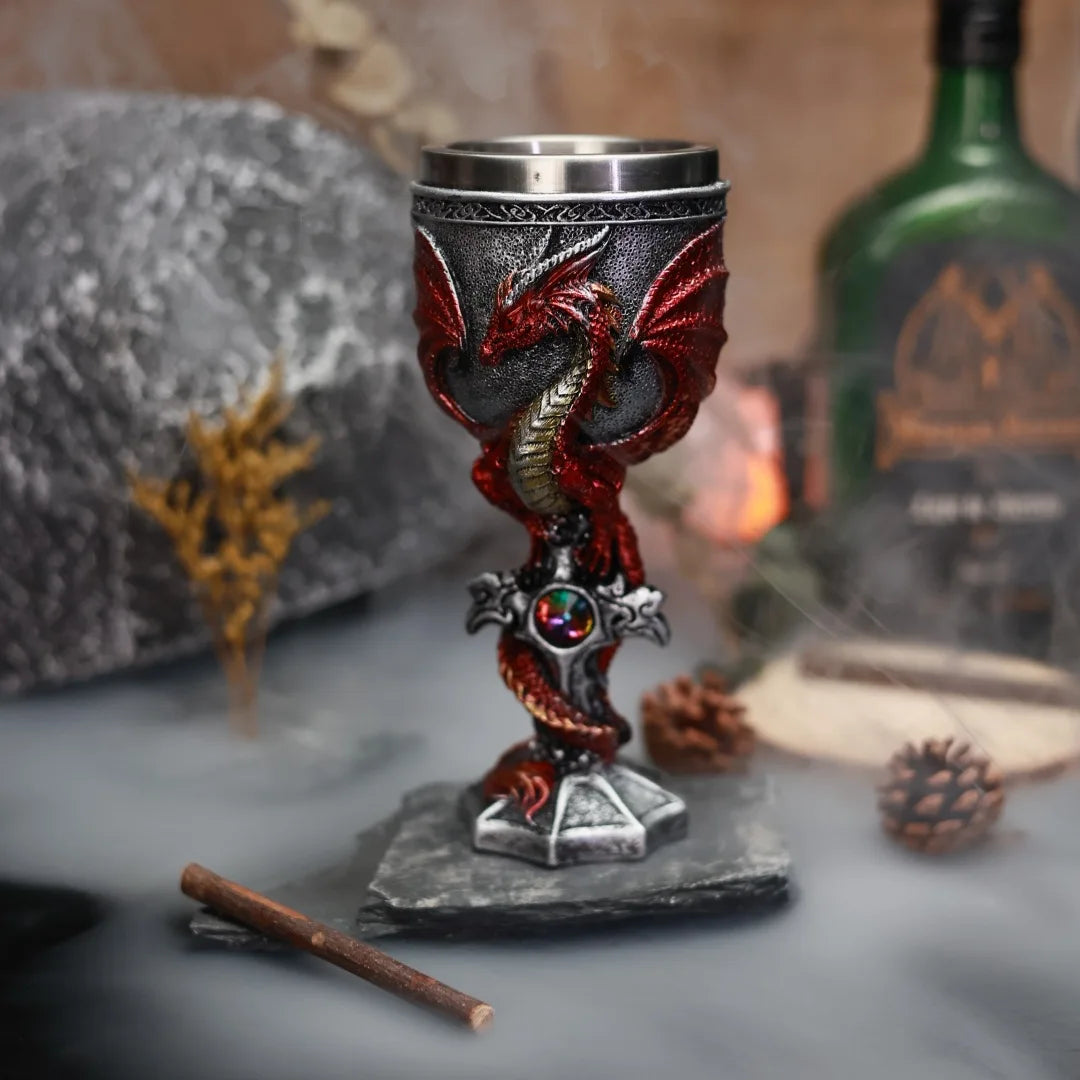 Coupe médiévale décoration dragon 🐉 en inox & résine GTIJARA