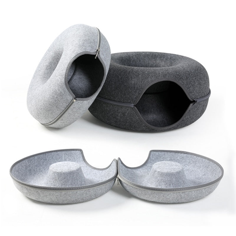 Lit Donut et Tunnel interactif pour chat, jouet 2 en 1 d’intérieur