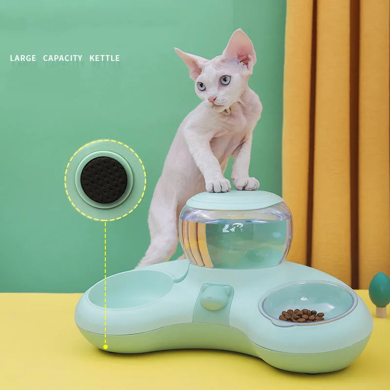 Mangeoire automatique chat/chien avec fontaine et double bol