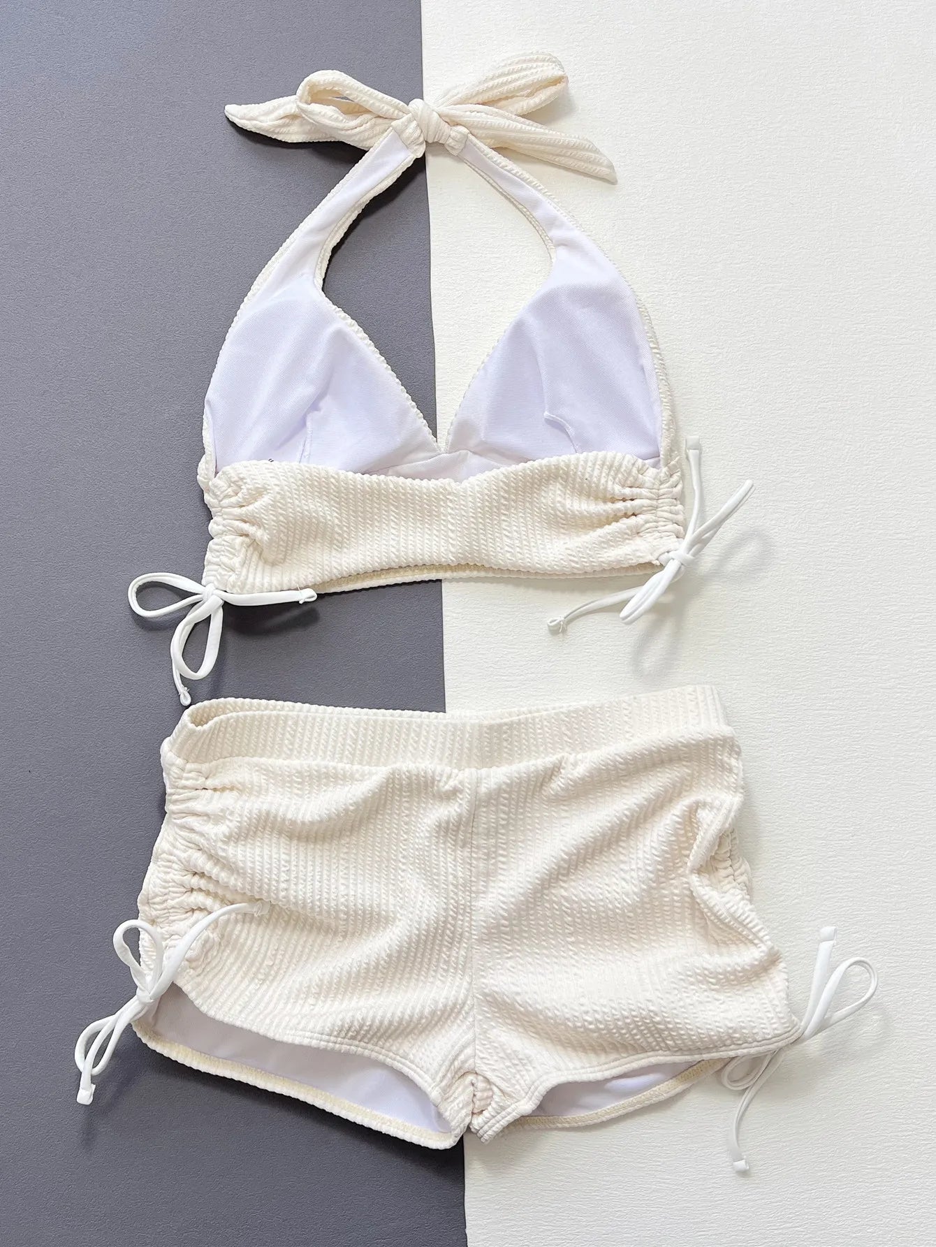 Maillot de Bain Femme – Texturé, Dos Nu, Taille Haute