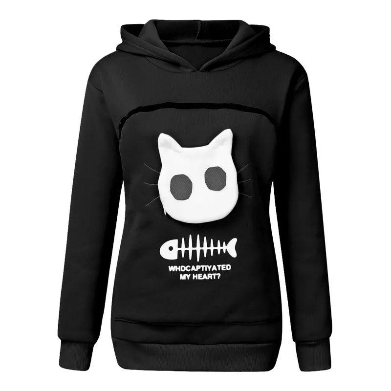 Sweat à capuche femme kangourou – Transport chat respirant