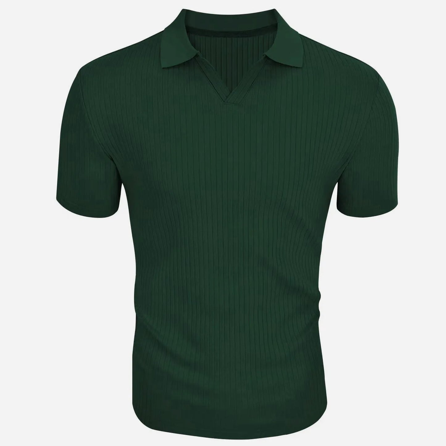 👉 T-shirt homme slim col rabattu – manches courtes été, printemps/automne mode casual