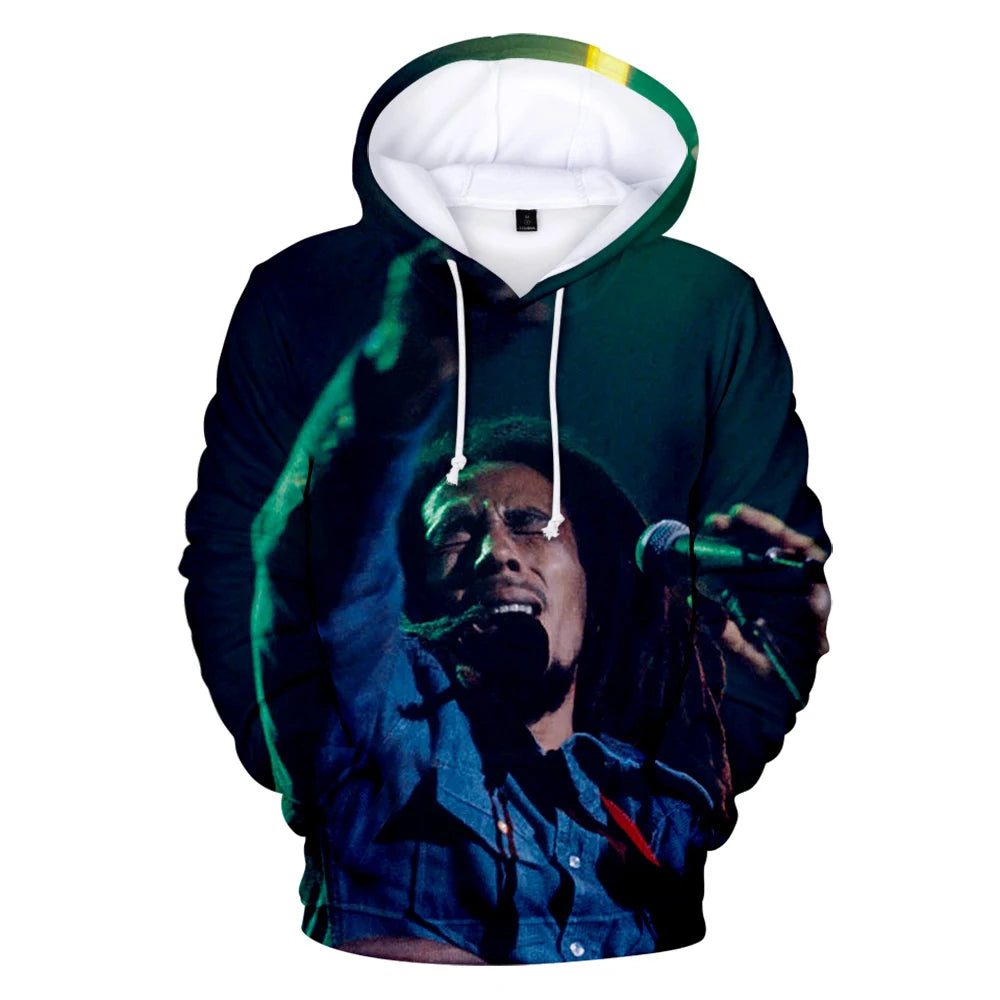 Sweat Bob Marley 3D unisexe, Rock & Reggae, automne-hiver