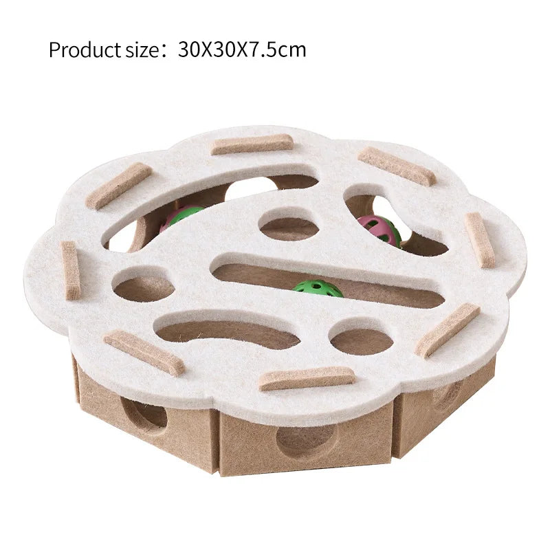 👉 Jouet puzzle interactif pour chat – Boîte en feutrine avec balles