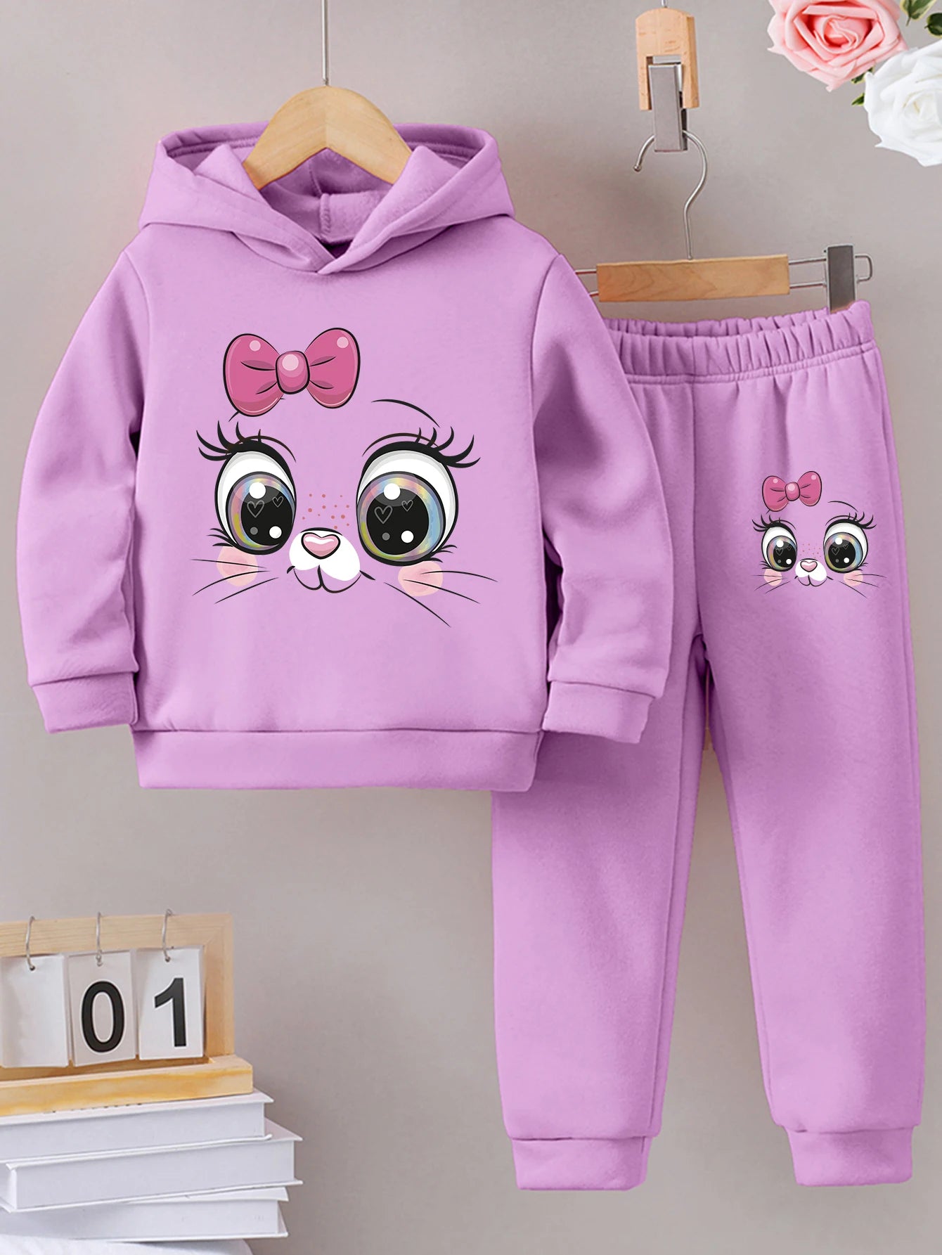 Ensemble sport fille 2 pièces – Sweat à capuche & pantalon chaud