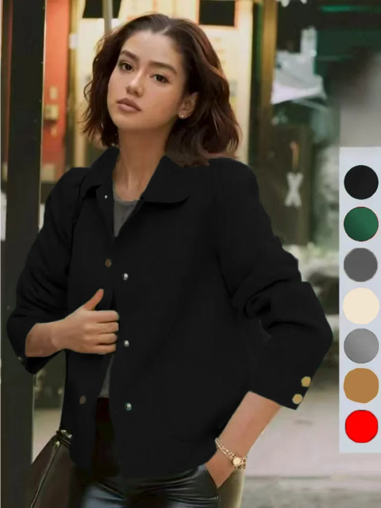Manteau femme chic 🧥 – Laine courte & col élégant