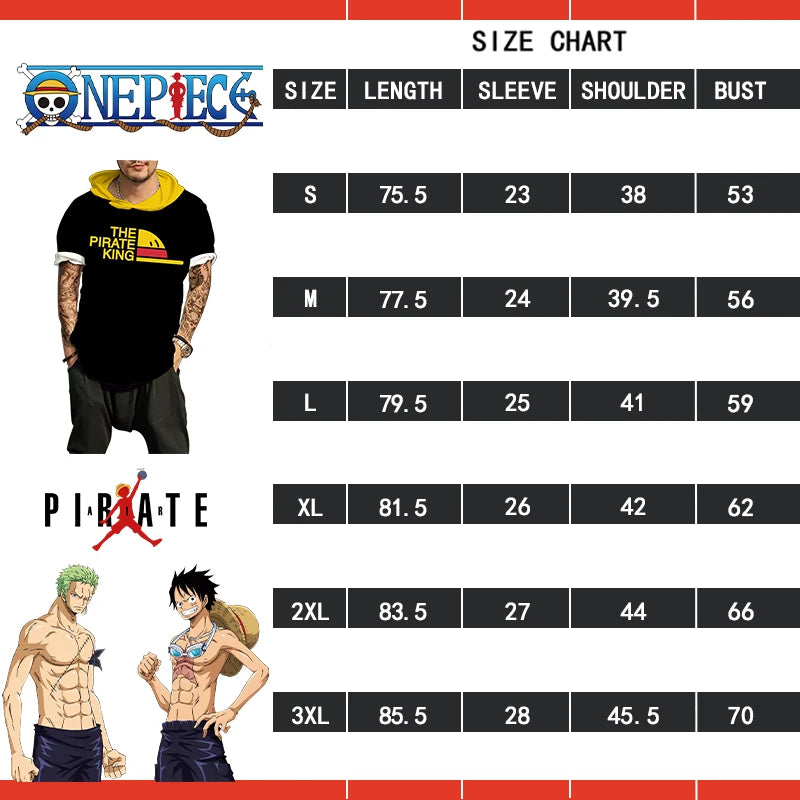T-shirt à capuche oversize homme, style Harajuku One Piece
