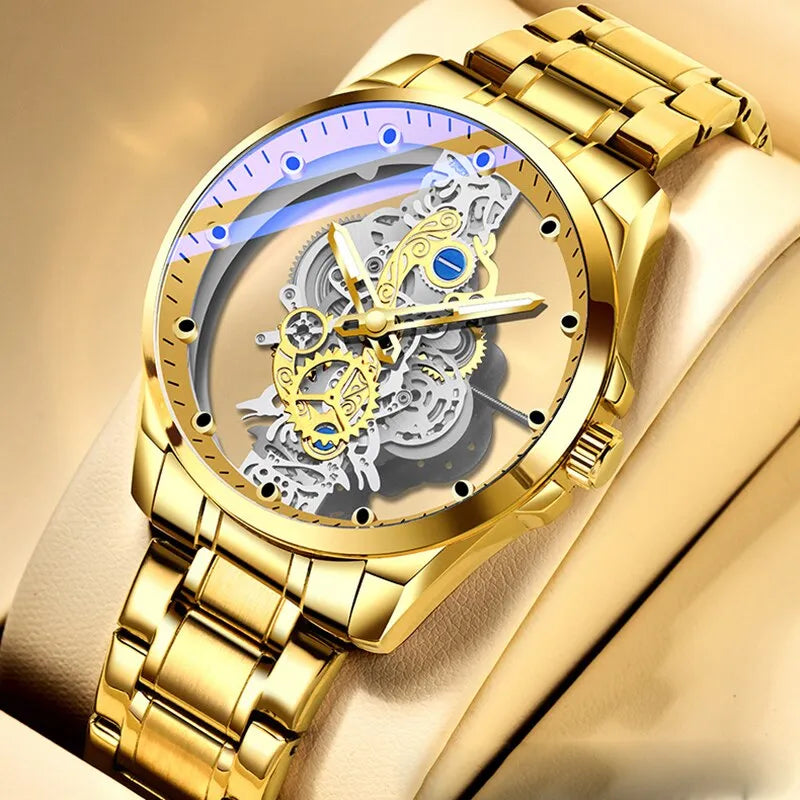 Montre à quartz luxe homme, acier inoxydable, sport & élégance
