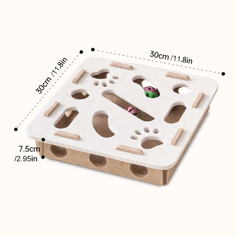 👉 Jouet puzzle interactif pour chat – Boîte en feutrine avec balles