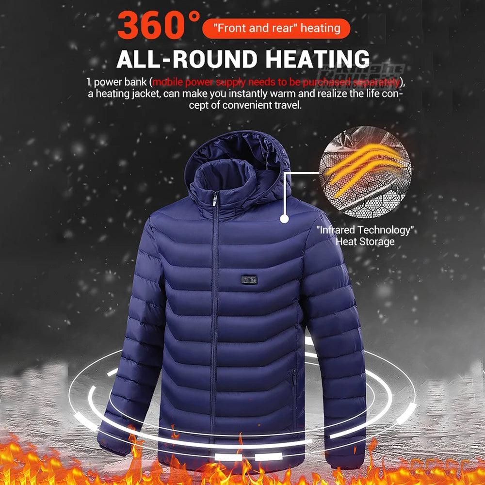 Veste chauffante USB unisexe, 21 zones, idéale pour l’hiver