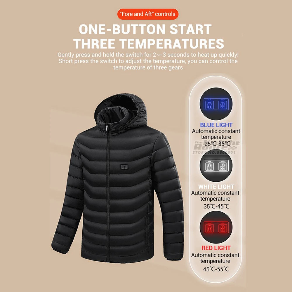 Veste chauffante USB unisexe, 21 zones, idéale pour l’hiver
