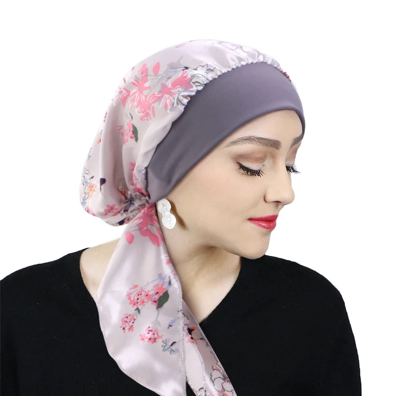 Foulard turban femme 🌸 – Pré-noué, élastique & imprimé chic