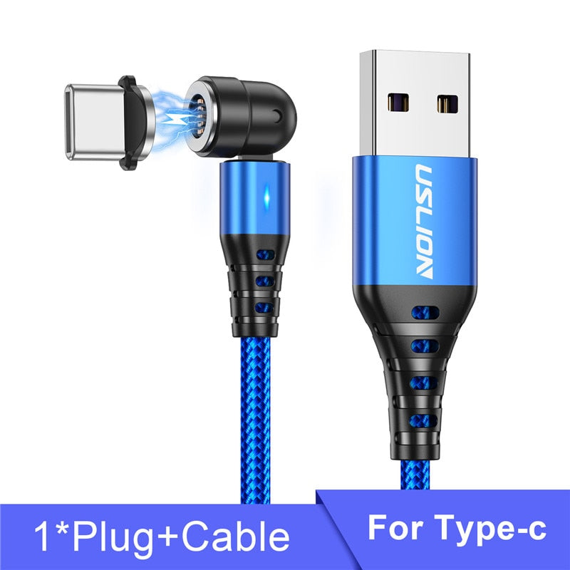 Câble Magnétique 540° Rotatif USLION – Charge Rapide 5A USB-C/Micro