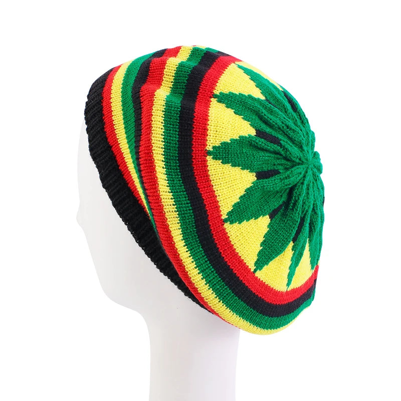 Bonnet multicolore Bob Marley style reggae, laine arc-en-ciel