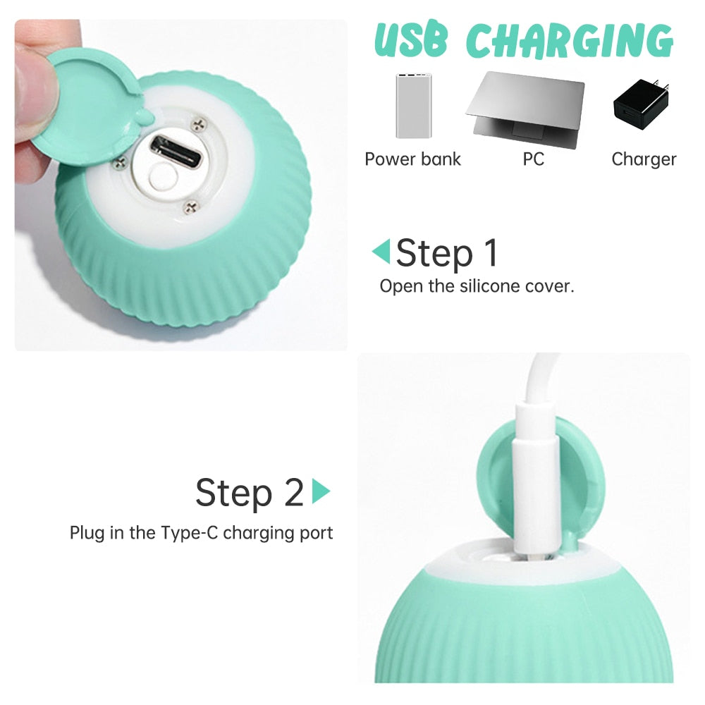 Balle électrique interactive pour chat, jouet roulant automatique