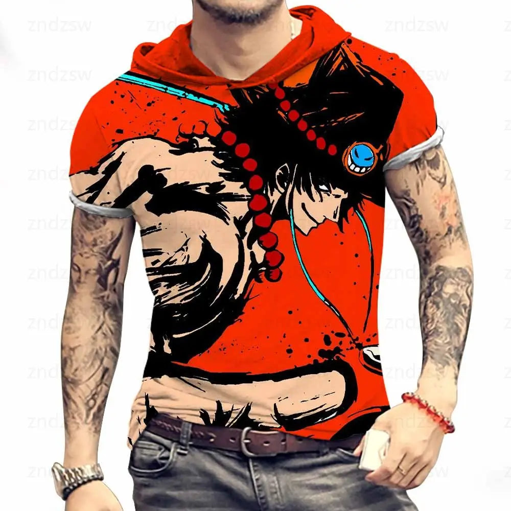 T-shirt à capuche oversize homme, style Harajuku One Piece
