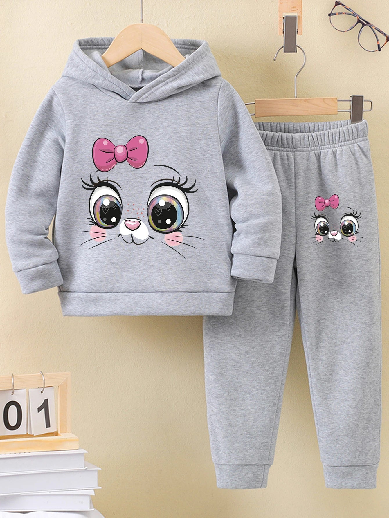 Ensemble sport fille 2 pièces – Sweat à capuche & pantalon chaud