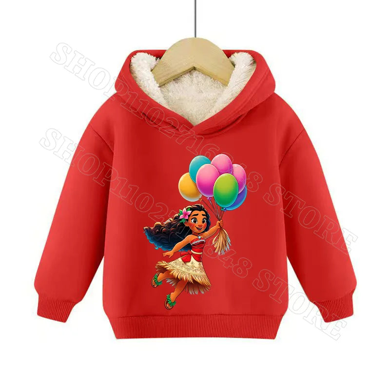 Sweat à capuche Disney Moana 2 pour enfants, sweat-shirt en cachemire, vêtements mignons pour garçons et filles, impression graphique d'anime de dessin animé, streetwear, cadeaux