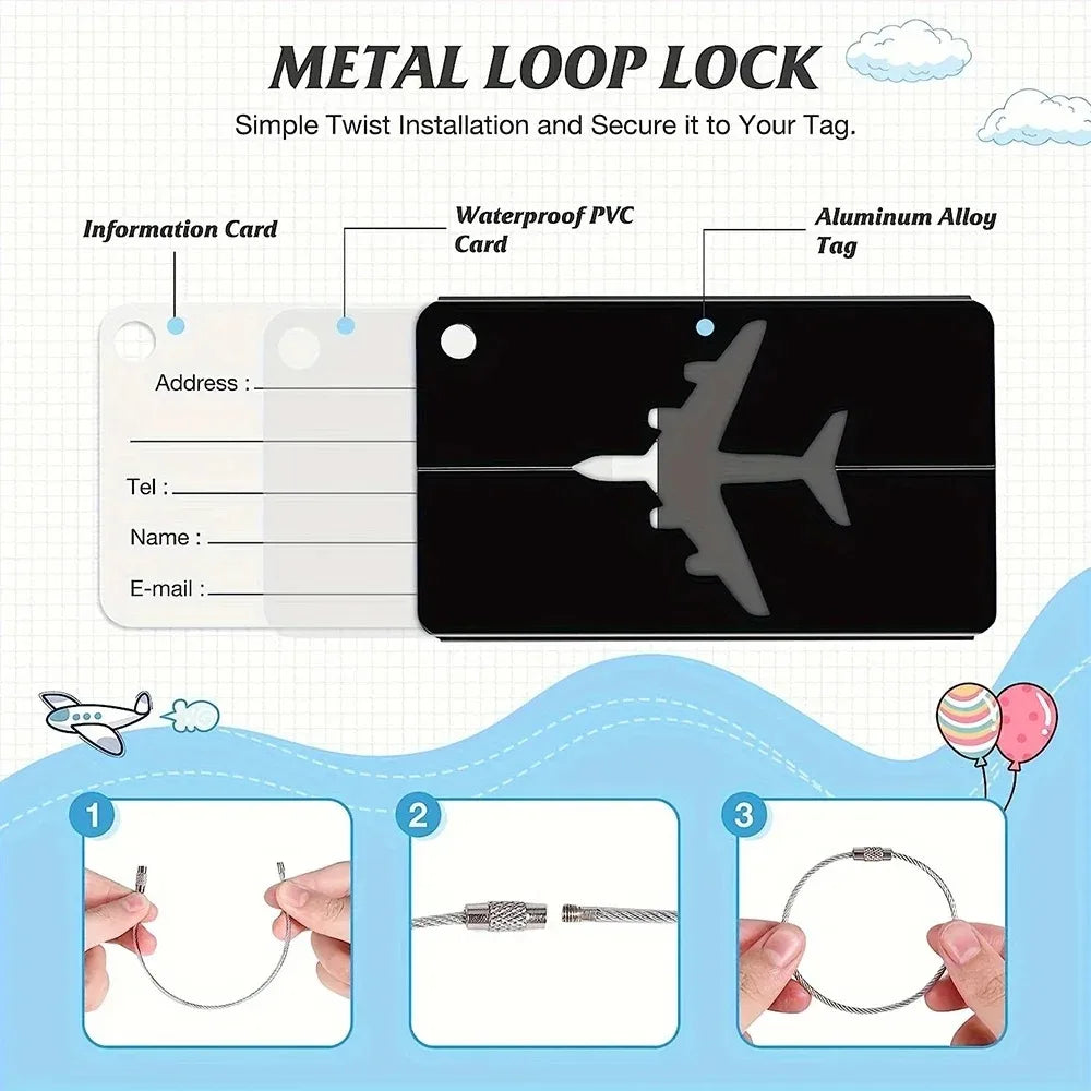 Étiquette Valise Aluminium – Tag Bagage Antiperte avec Nom