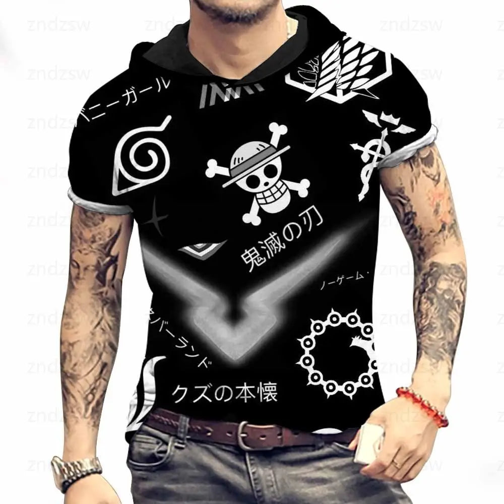 T-shirt à capuche oversize homme, style Harajuku One Piece