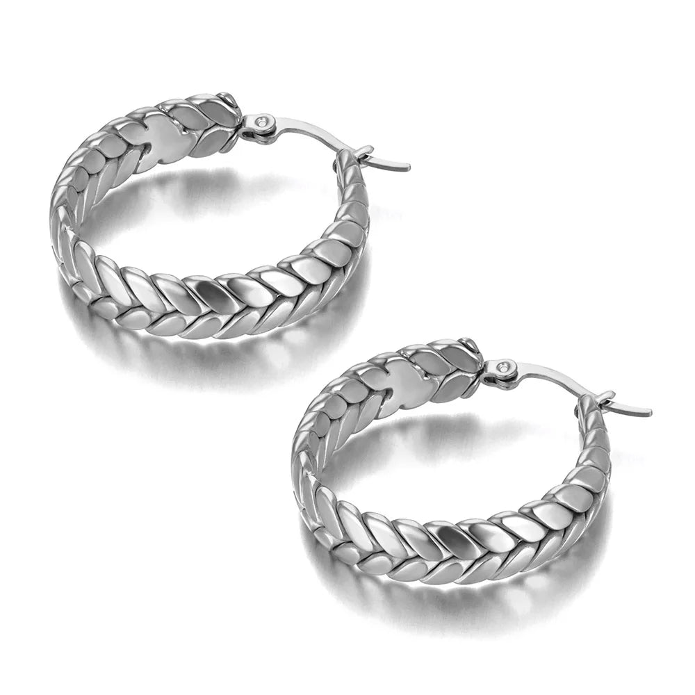 Boucles d’Oreilles Géométriques Femme – Acier Inox Plaqué Or 14K