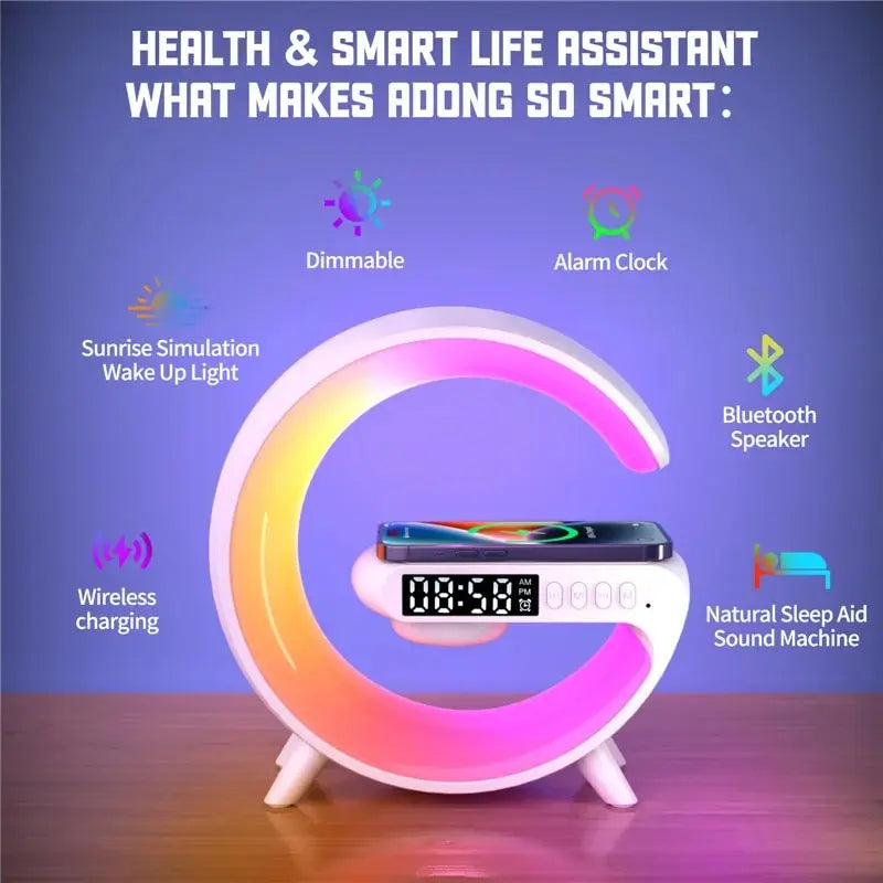 Chargeur sans fil multifonction RGB, haut-parleur et veilleuse rapide