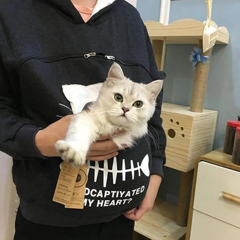 Sweat à capuche femme kangourou – Transport chat respirant