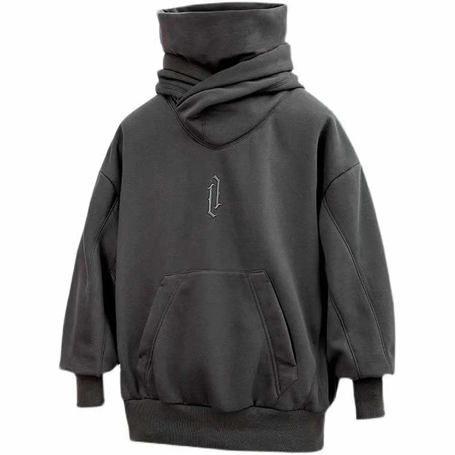 Sweat col roulé brodé style Ninja japonais – Hoodie streetwear Y2K