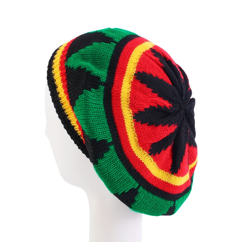 Bonnet multicolore Bob Marley style reggae, laine arc-en-ciel