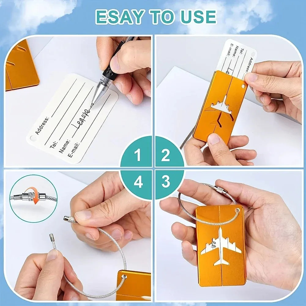 Étiquette Valise Aluminium – Tag Bagage Antiperte avec Nom