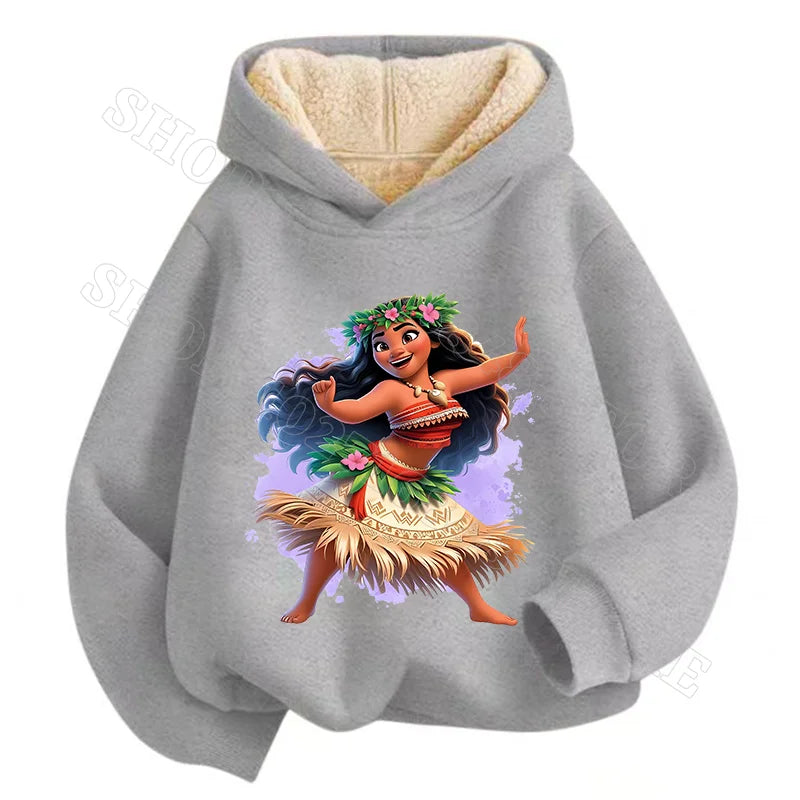 Sweat à capuche Disney Moana 2 pour enfants, sweat-shirt en cachemire, vêtements mignons pour garçons et filles, impression graphique d'anime de dessin animé, streetwear, cadeaux