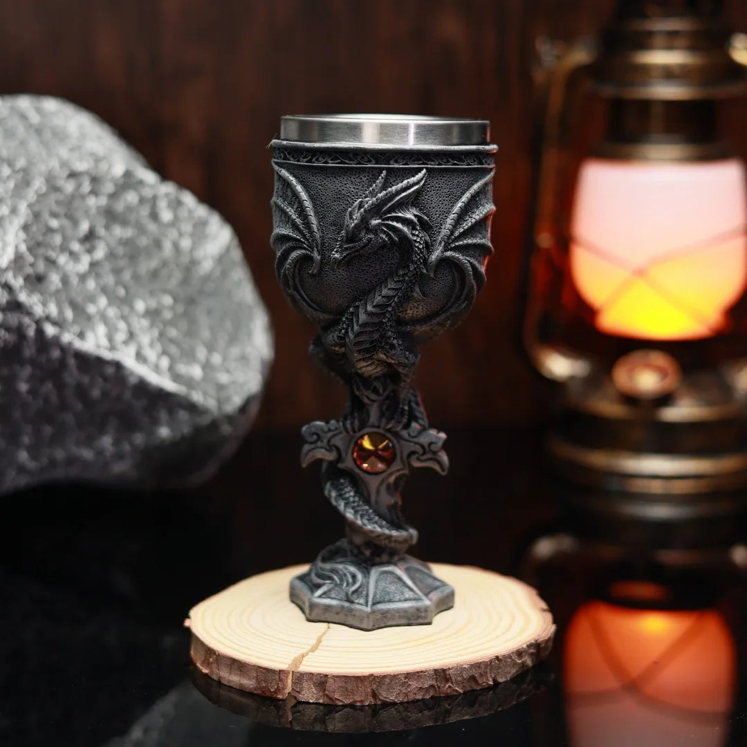 Coupe médiévale décoration dragon 🐉 en inox & résine GTIJARA