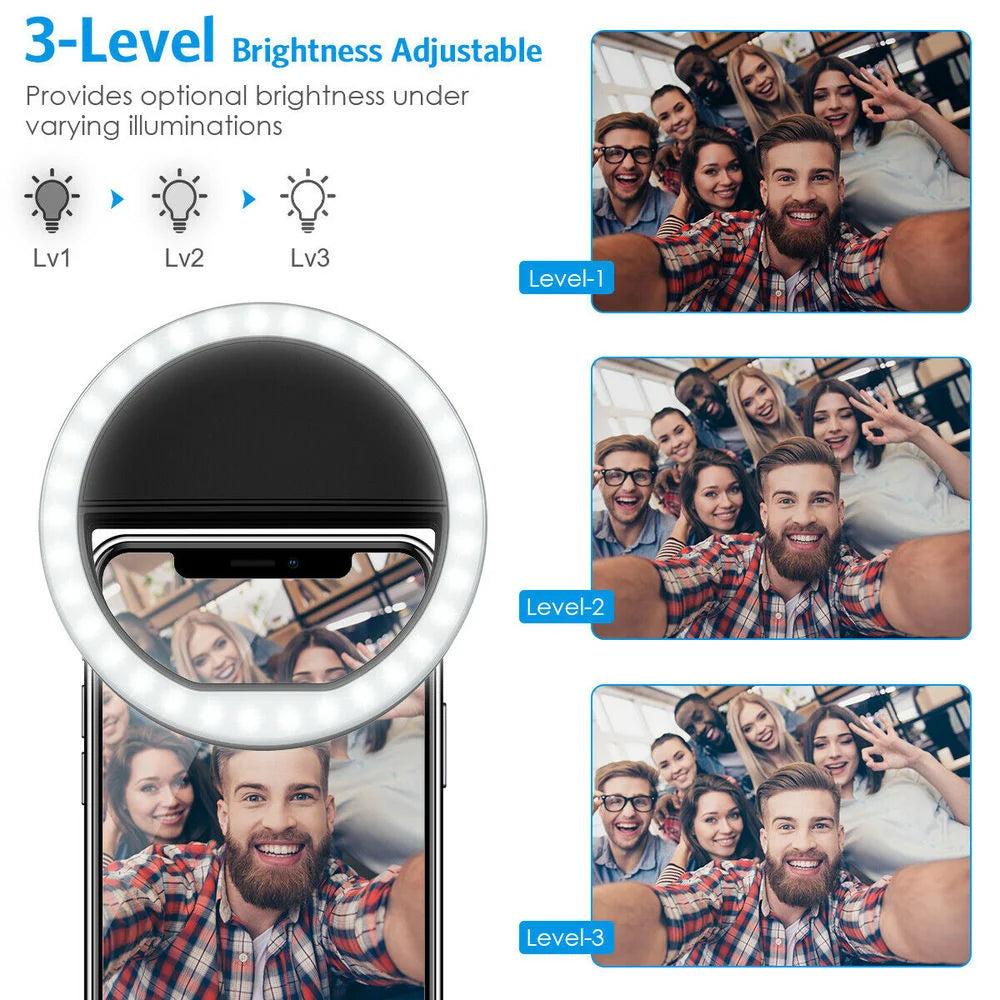 Anneau lumineux LED USB pour selfie iPhone Samsung Xiaomi