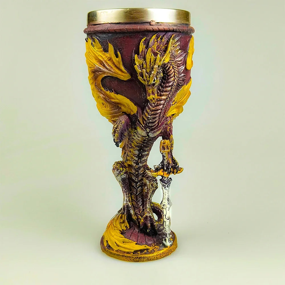 Calice Dragon 🐉 – Coupe médiévale inox & résine 3D décorative