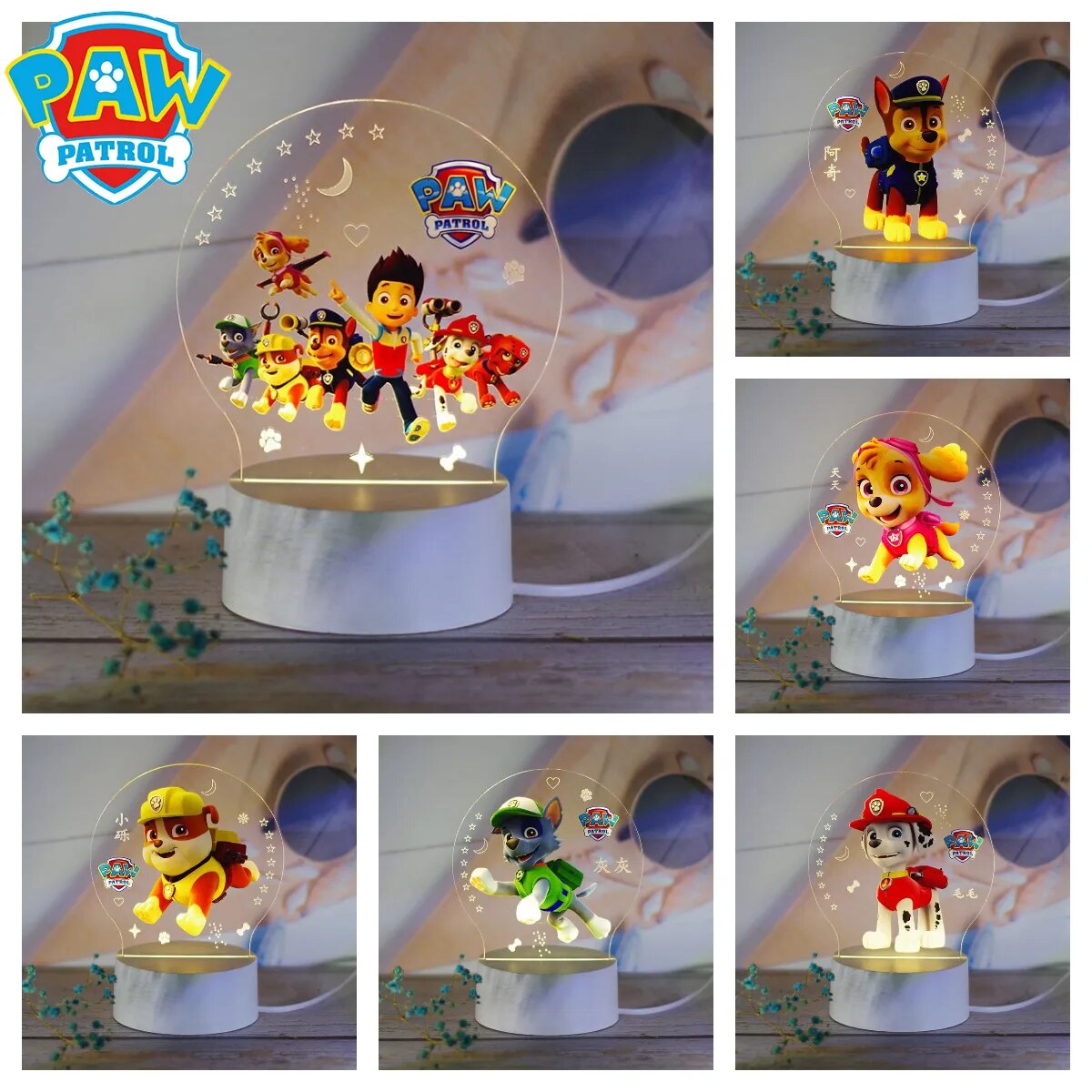Lampe de table Paw Patrol pour enfants, veilleuse cadeau
