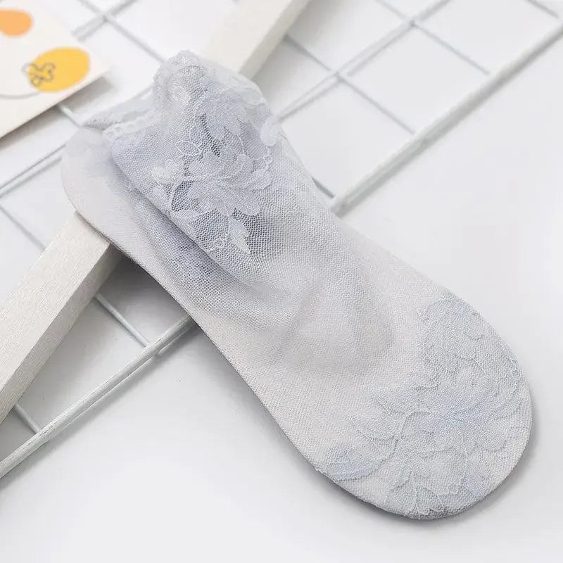 Chaussettes invisibles dentelle femme – Antidérapantes et respirantes